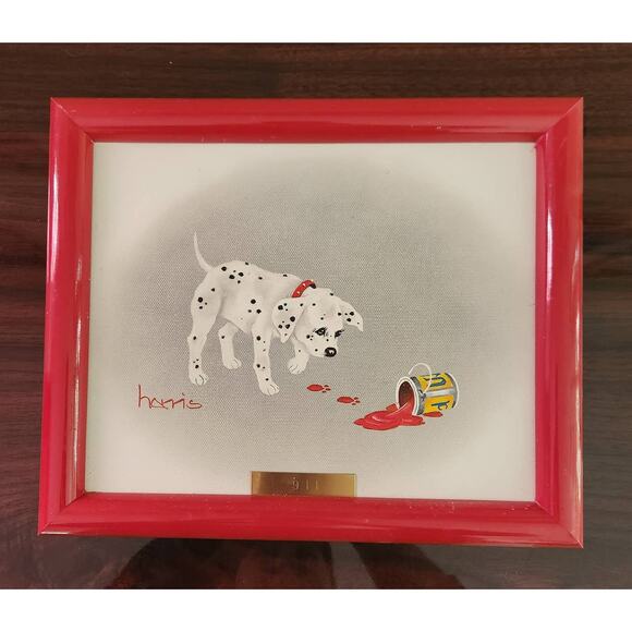 Peggy Harris Other - Peggy Harris Original Canvas Oil Painting Dalmatian Dog Spilled Paint Framed 911